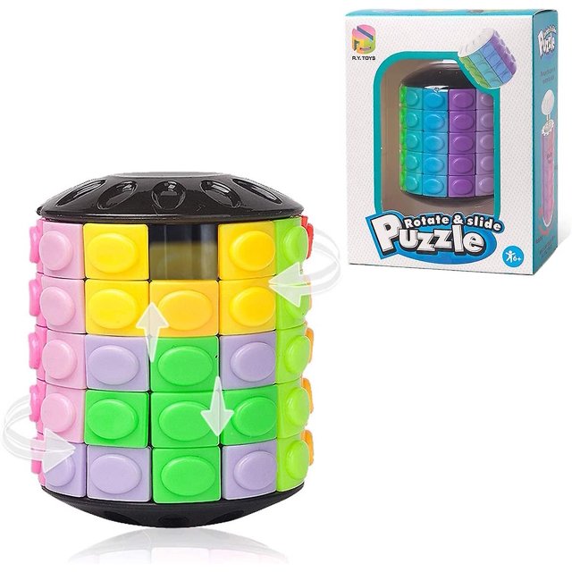 Juguete Fidget para adultos/adolescentes/niños/niñas, rompecabezas de cubo mágico, acertijos para adultos, rompecabezas de lógica de rotación y deslizamiento de cilindro, regalo pa