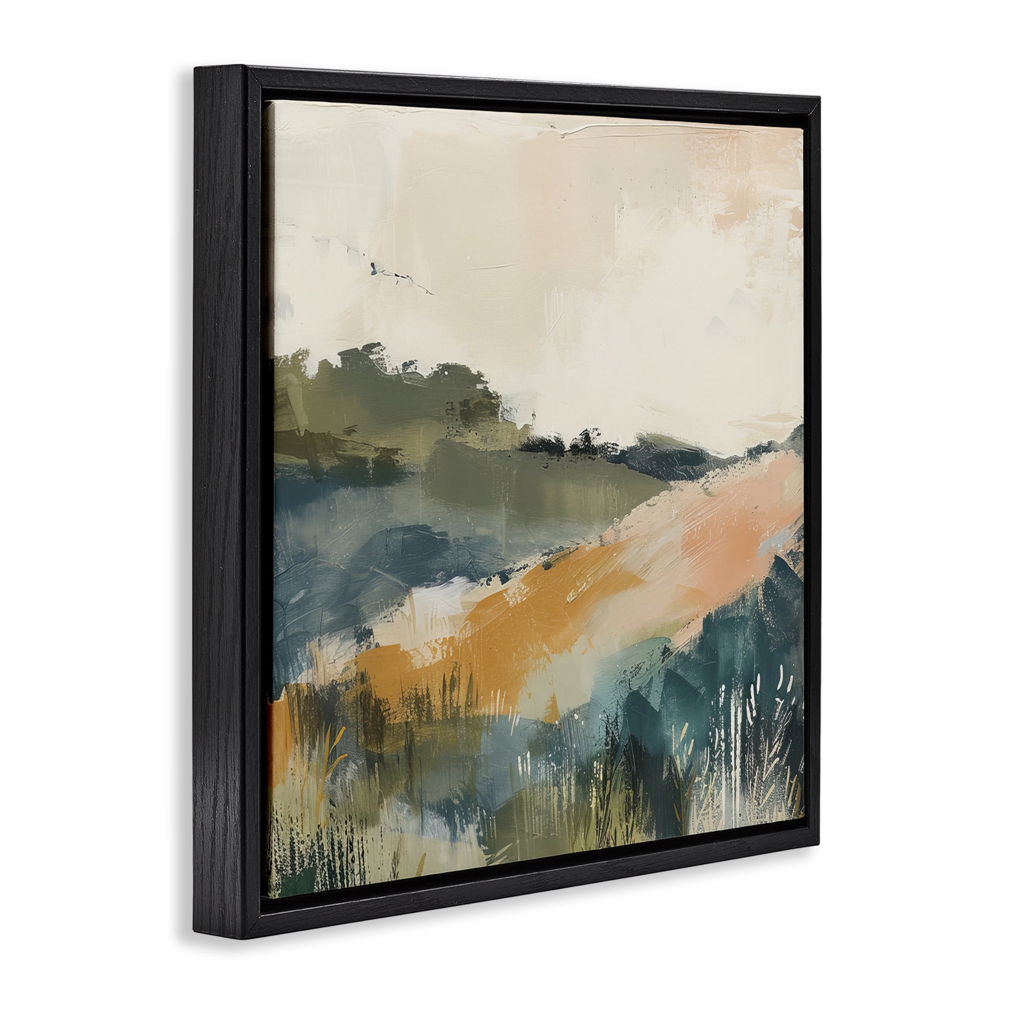 Stupell Industries Abstract Nature Hills Landscape & Nature Painting Black Floater Framed Canvas Art Print Wall Art, 18 x 18
