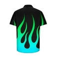 thumbnail image 5 of Men's Summer Button Down Shirts Flame Print Short Sleeve Bowling Shirt Tops Casual Relaxed Fit Elastic Tees for Vacation Traveling, 5 of 5