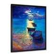 thumbnail image 2 of Designart 'Fishing Boats On The Water With Dark Blue Sky Illustration' Lake House Framed Art Print, 2 of 4