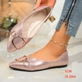 thumbnail image 4 of Rokment Women's Metallic Ballet Flat Dressy Shoes Elegant Fashion Casual Leather Buckles Pointed Toe Slip on Walking Loafers Bridal Glitter Dress Shoe Spring Fall Pink Size 9, 4 of 7
