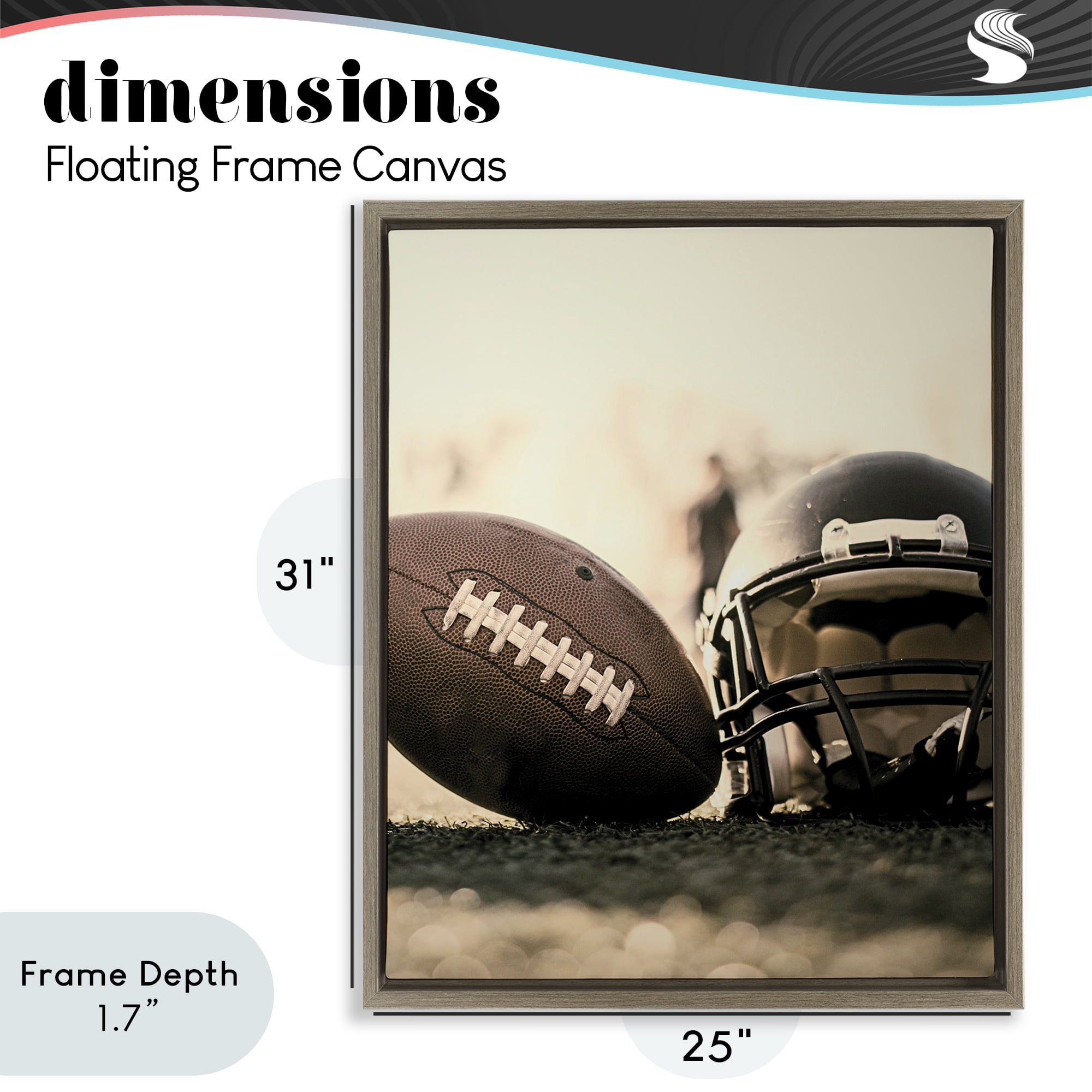Stupell Industries Football Stand Alone Brown Framed Floater Canvas Wall Art, design by Jesse Keith