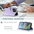 thumbnail image 4 of ELEHOLD for iPhone 14 Pro Wallet Crossbody Case PU Leather Cover with Card Slots Magnetic Clasp Kickstand Detachable Wriststrap Shoulder Strap Flip Shockpoof Cover,purple, 4 of 8