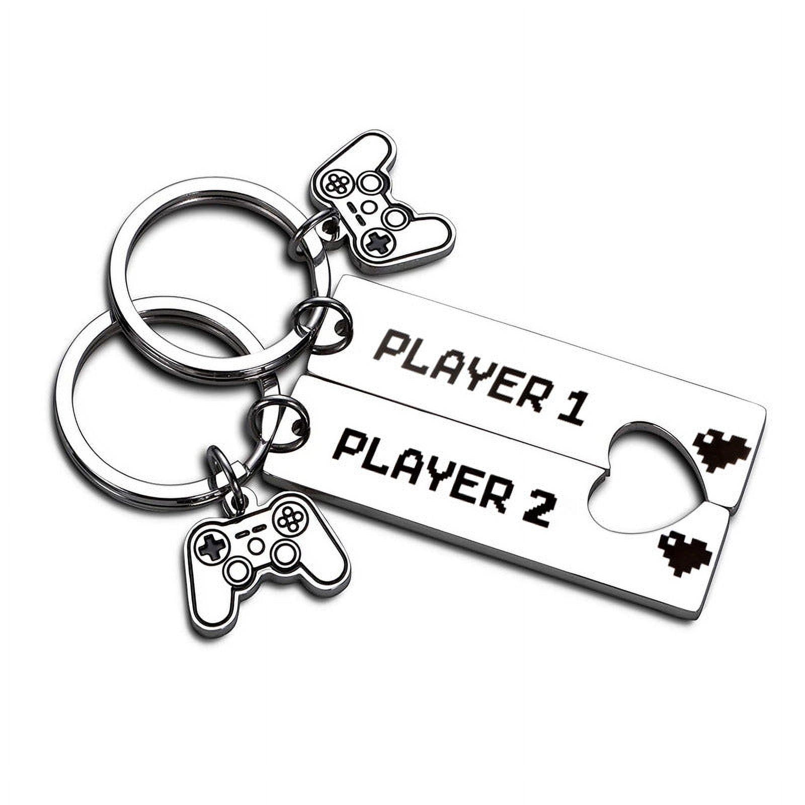 His and Hers Matching Keychains, Metal Couple Keychain Set for Boyfriend Husband Gifts, 2Pcs Titanium Steel Keyrings, 12x50mm with Gift Box