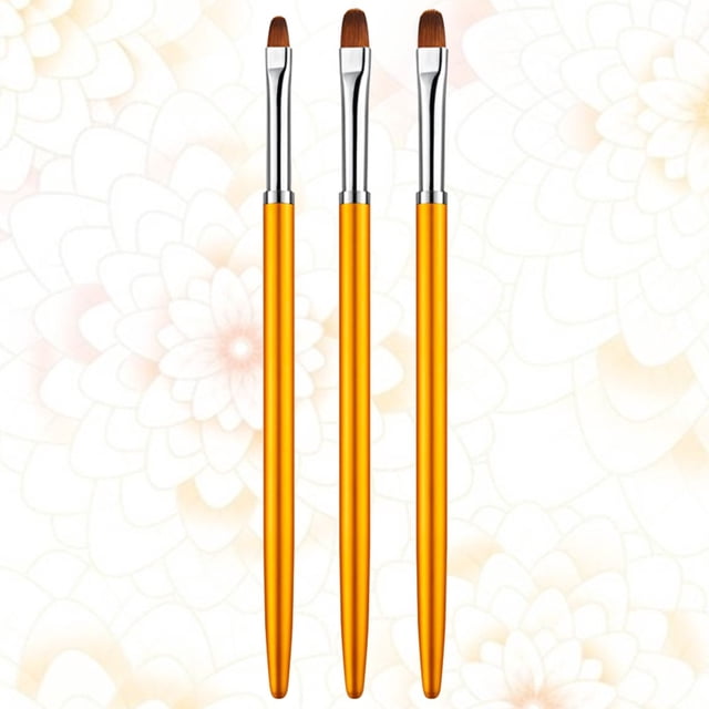 OULII 3Pcs Golden Nail Brush for Fine Details Patterns Lightweight Tool