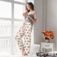 thumbnail image 4 of Uemuo Squirrel And Rose Pattern Women's Wide Leg Palazzo Lounge Pants with Pockets Light Weight Loose Comfy Casual Pajama Pants-Small, 4 of 9