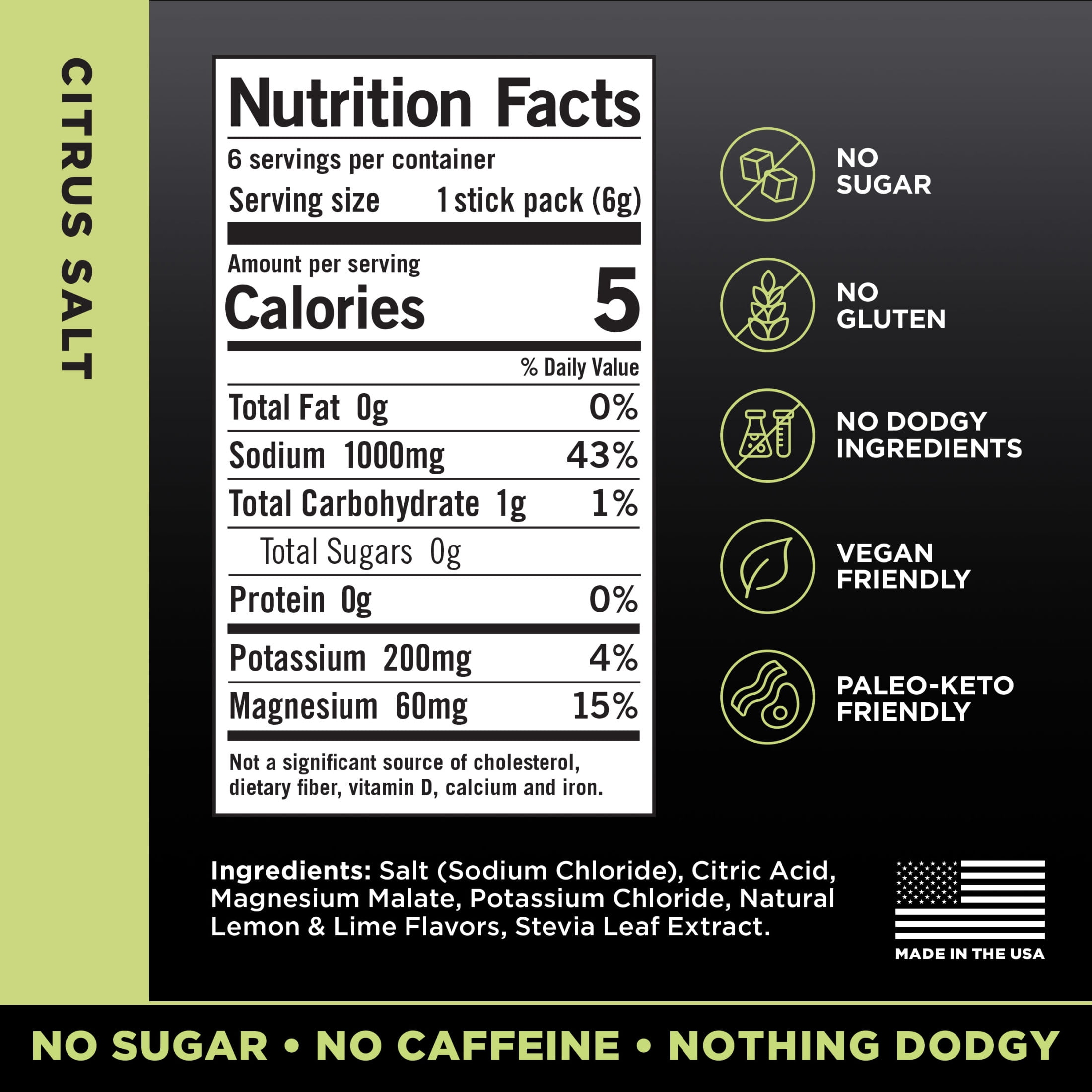 LMNT Zero Sugar Electrolyte Drink Mix - Citrus - 6ct