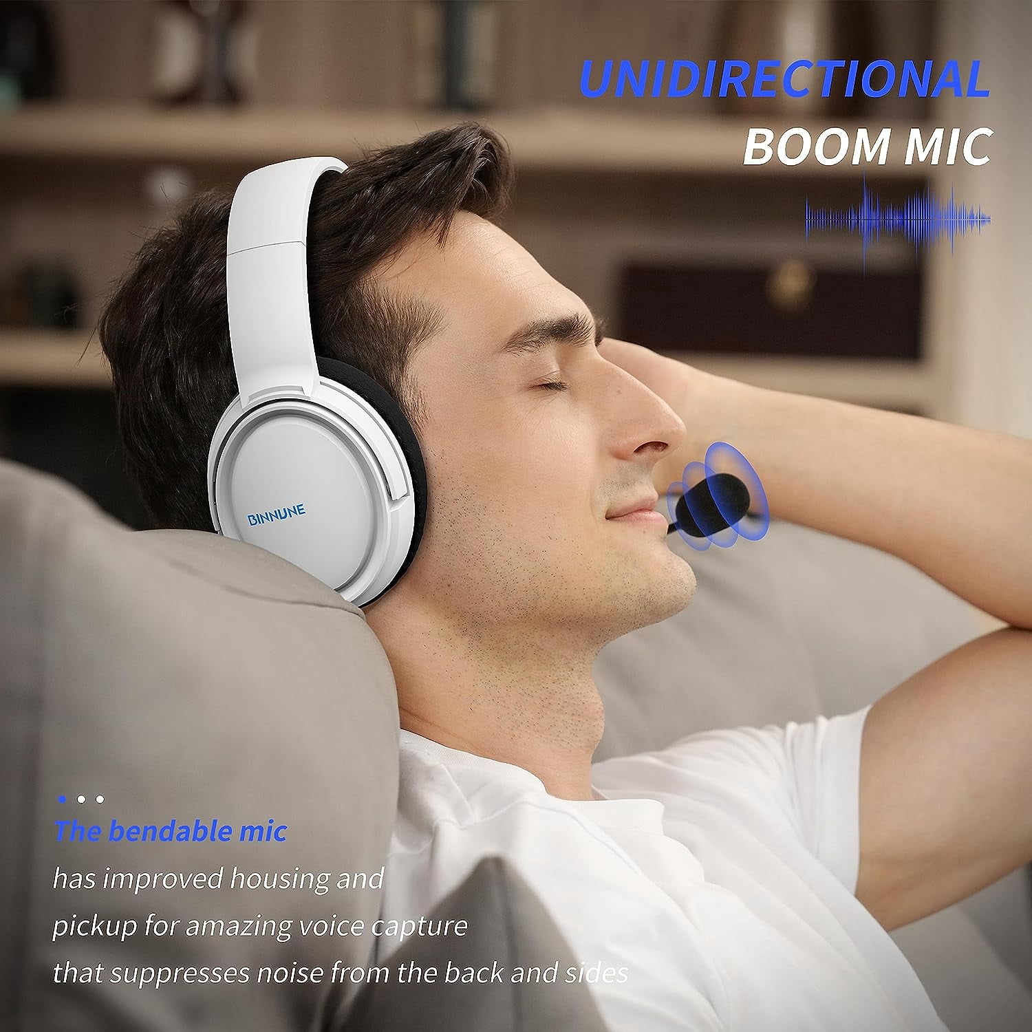 BINNUNE Wired Headphones with Microphone for Kids Adults Corded Audifonos Para Computadora Gamer Headset for PC/Laptop/ Playstation 5 PS4 Gaming Console, White