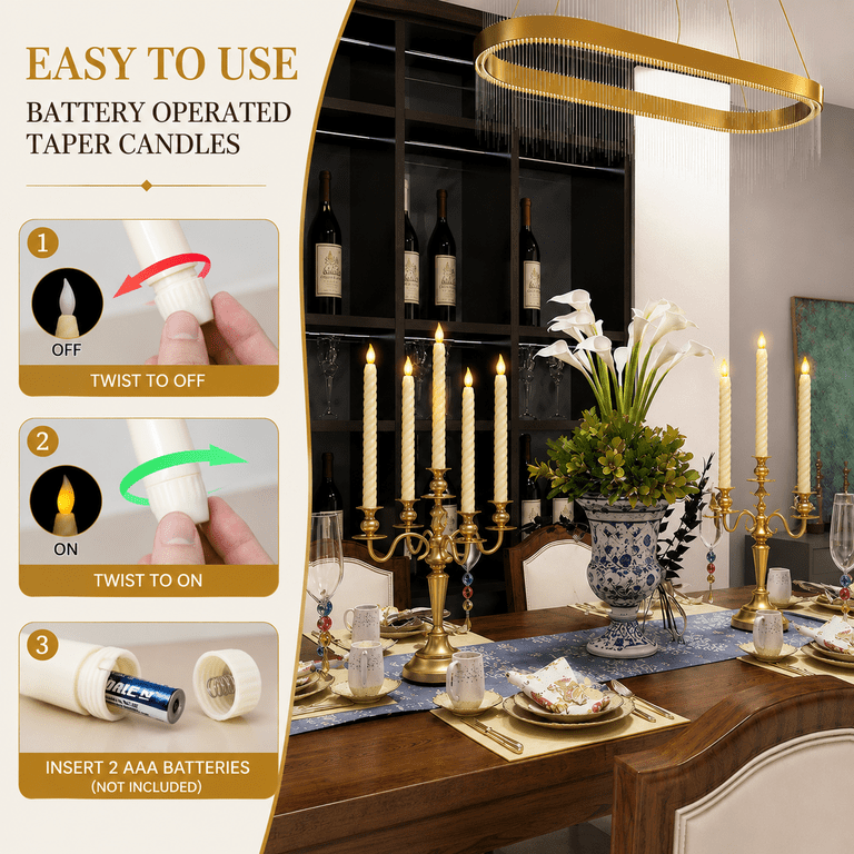 Hidawn 6-Pack Twisted LED Taper Candles with Remote Timer photo 4