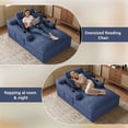 thumbnail image 4 of Rophefx 76" Oversized Chair Chaise Lounge Indoor, Corduroy Cloud Sofa Bed with Cup holder,Sleeper Reading Chair Boneless Couch for Living Room, Bedroom,Blue, 4 of 8