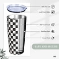 thumbnail image 6 of Kll Black And White Checkerboard Stainless Stainless Steel Vacuum Insulated Coffee Cup 20 Oz Lids And Straws,1 Metal Straws,1 Cleaning Brush, 6 of 9