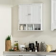 thumbnail image 5 of Bathroom Cabinet Wall Mounted 2-Door with 3 Open Shelves, Wooden Medicine Cabinets with Adjustable Shelf, Space Saver Storage Cabinets Over The Toilet for Bathroom&Living Room, White, 5 of 6