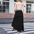 thumbnail image 4 of Abomasnow Long Skirts for Women Drawstring Elastic Waist Side Slipt Maxi Skorts A Line Tiered Vacation Beach Skirts, 4 of 8