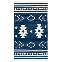 SAFAVIEH Kilim Trochez Geometric Area Rug, Navy/Ivory, 3' x 5'