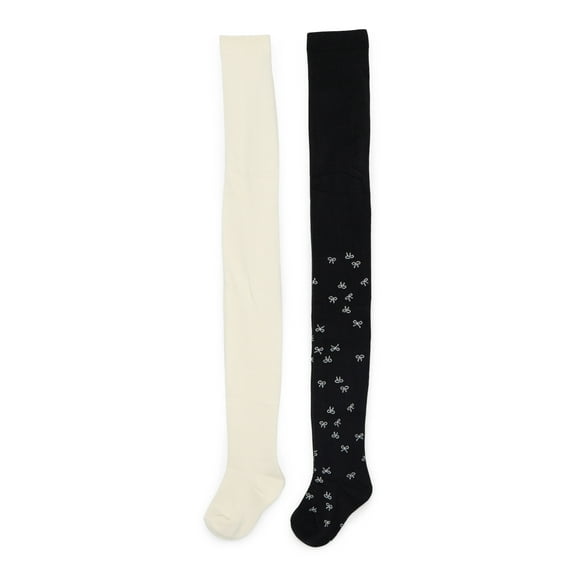 Wonder Nation Girls Bow Tights, 2-Pack, Sizes S-L