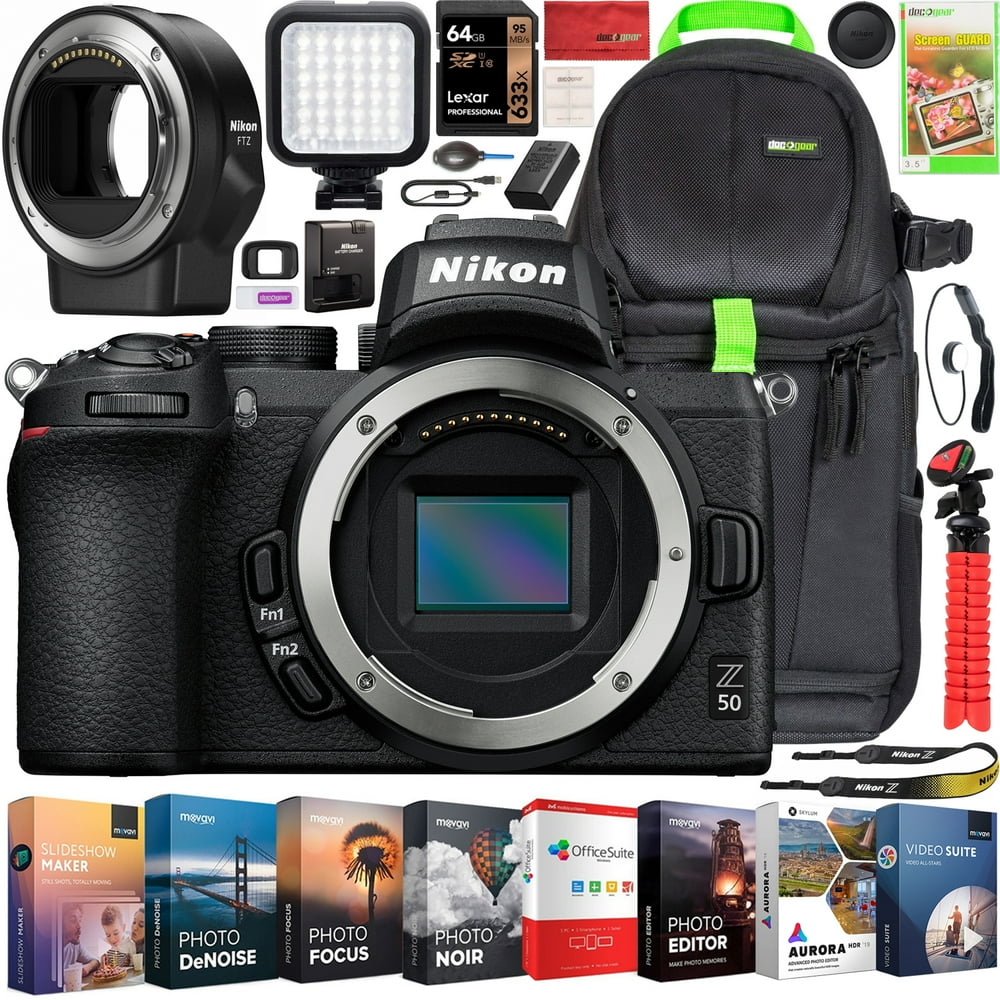 Nikon Z50 Mirrorless Camera Body 4K UHD DXFormat Bundle with Nikon FTZ