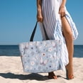 thumbnail image 3 of Wukai Blue Butterfly Print Zipper Bag,large Beach Tote Bag,Waterproof Sandproof Bag,Grocery and Picnic Tote Travel Bag, 3 of 5
