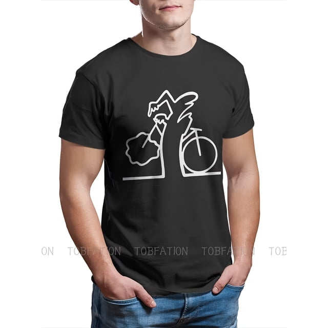 T-shirt Graphique de Vélo pour Hommes Design Minimaliste avec Impression Blanche