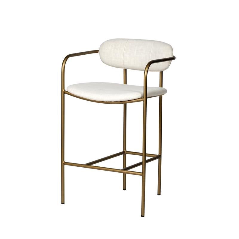 Maklaine 26 5 Counter Stool In Gold, Cream Metal Counter Stools