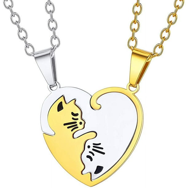 Matching Realtionship Necklaces Stainless Steel Heart Pendant Friendship Necklace Cat Couple Necklace Yin Yang Necklace Best Friend Necklace Valentine s Day Walmart