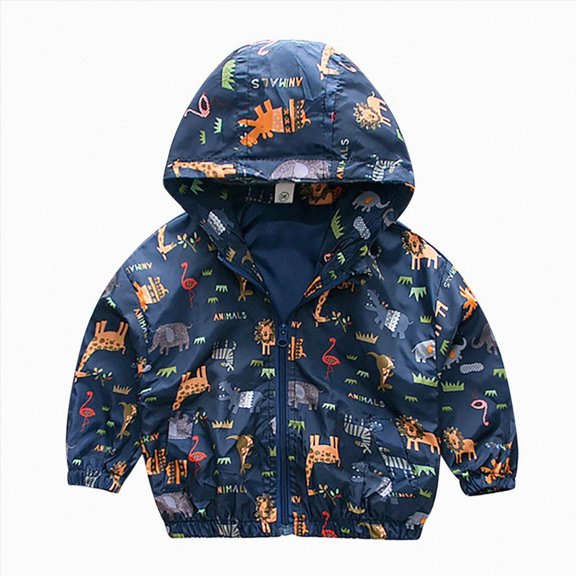 zuwimk Boys Rain Jacket with Detachable Hood Lightweight Raincoats for Kids(12-18 Months,Navy)