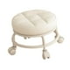 thumbnail image 3 of Taburete bajo con ruedas, asiento bajo con ruedas, moderno, para adultos y niños, de baja altura, de cuero PU para Blanco, 3 of 9