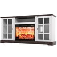 thumbnail image 4 of White Fireplace TV Stand with 23" Electric Fireplace for 65 inch TV,Modern Farmhouse Entertainment Center, Brown, 4 of 10