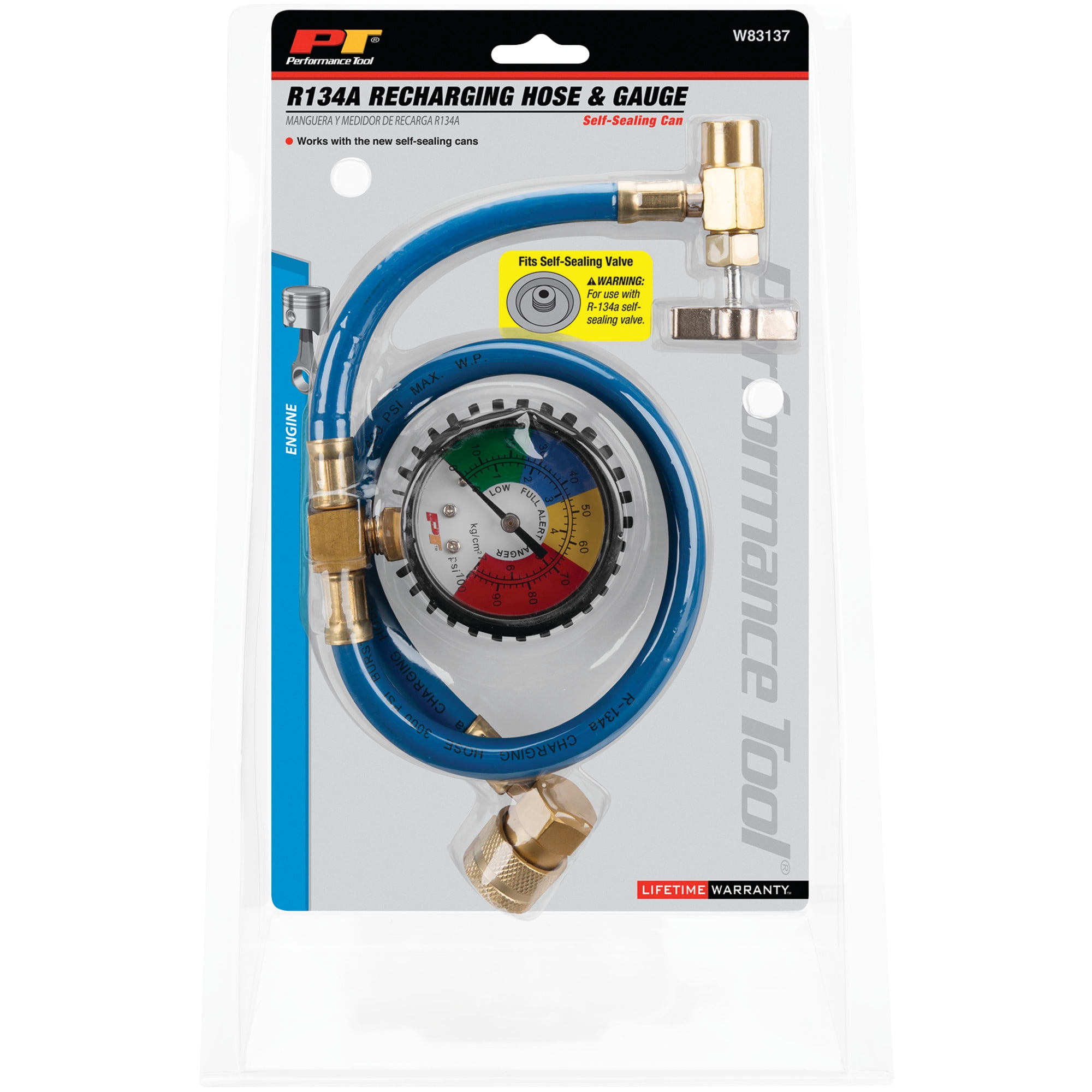 Performance Tool W83137 Recharge Hose And Gauge R134a