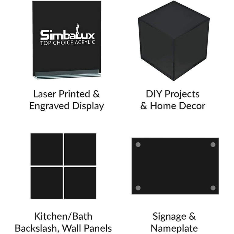 12 x 12 Craft Plastic Acrylic Sheet Packs for Laser Cutter - Black