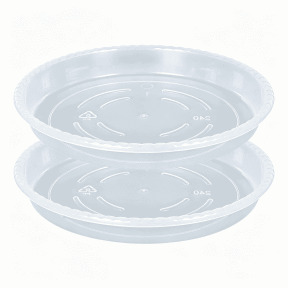 XIBUFE 2 Pack 12 Inch Plant Saucer, Clear Plastic Heavy Duty Plant Drip Trays for Indoor, Large Plant Saucer for Planters, Round Plant Saucers for Indoors