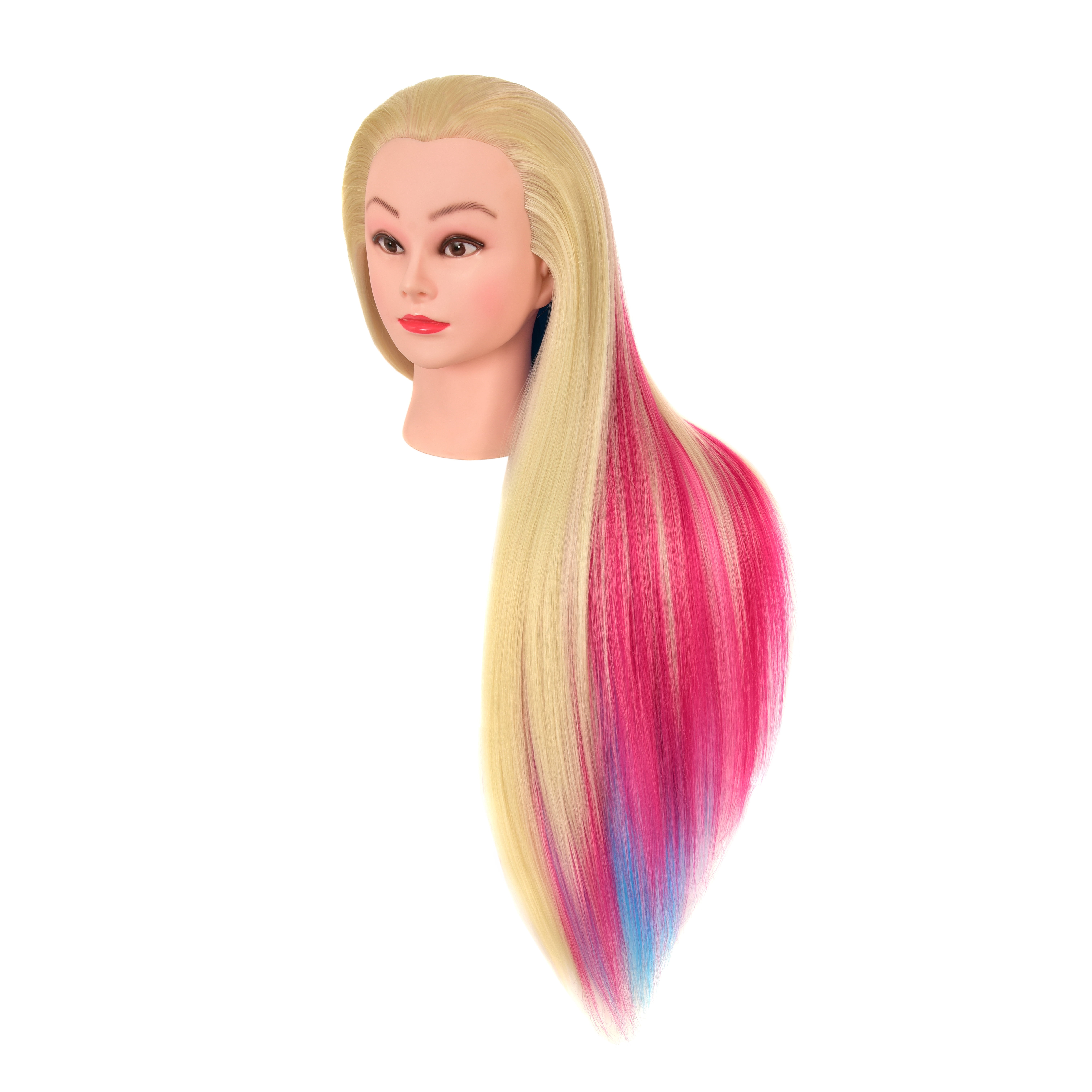 RYHAIR 35 inches Multicolor Long Synthetic Hair Mannequin Head for Practice Braiding Styling Updos Cosmetology Barber Training Display with Stand