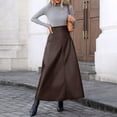 thumbnail image 5 of QHFBli Womens Long Maxi Woolen A Line Skirt Autumn Winter Plaid Skirt, 5 of 7