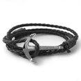 thumbnail image 1 of Pulseras de cuero negro con ancla para hombre, pulseras de cadena de cuerda para acampar, varios colores, código de modelo 5: 11942 5, 1 of 5