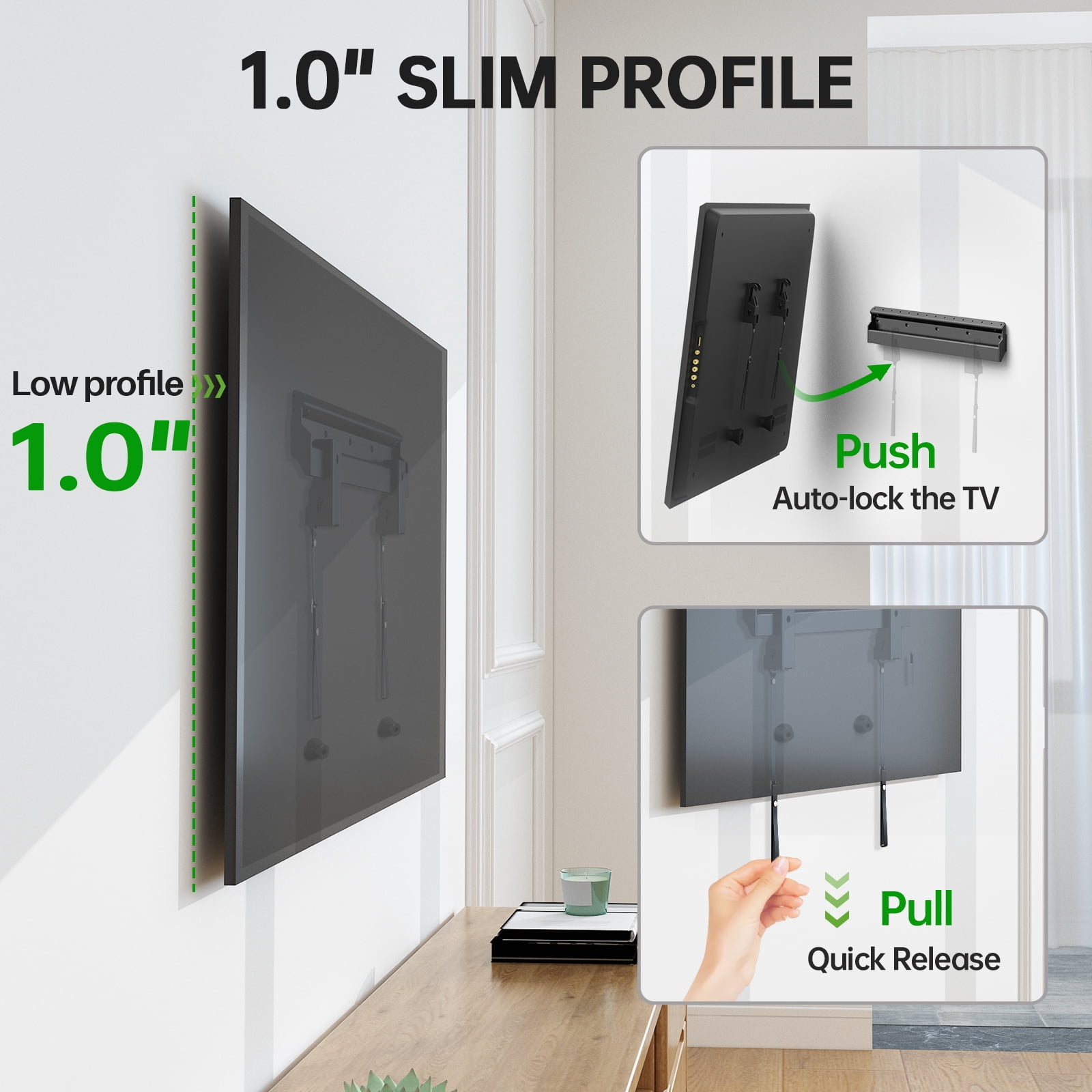USX MOUNT No Stud TV Wall Mount for Most 26-65 Inch TVs up to 100 lbs, No Drill & Non Damage Drywall Studless TV Mount, Max VESA 400x400mm