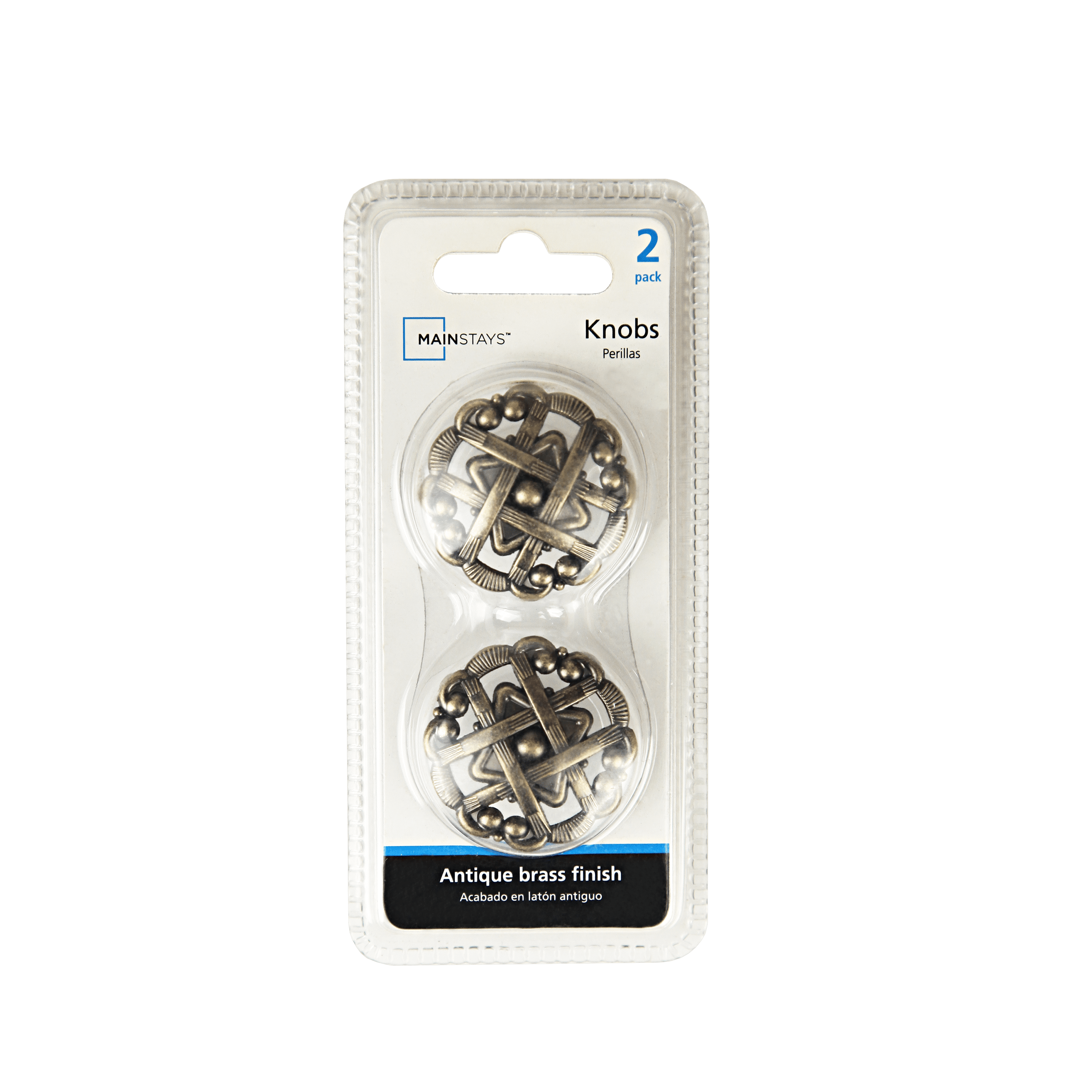 Mainstays 1-10/16" (41mm) Weave Cabinet Knob, Antique Brass, 2 Pack