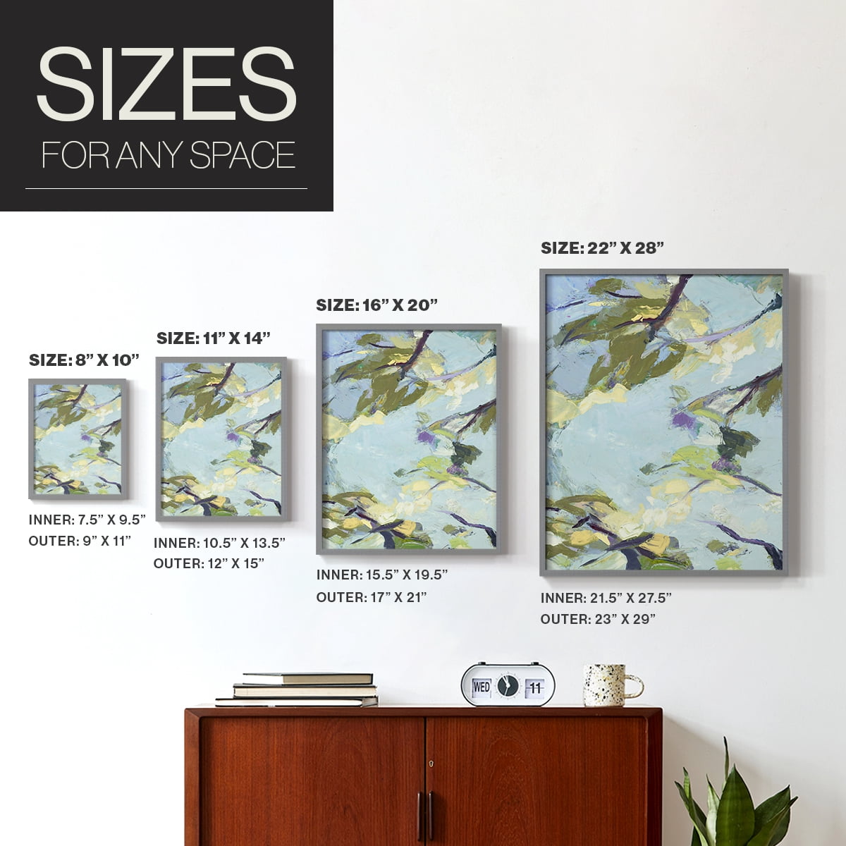 Aqua Sky Framed Print in Gray Solid Wood Framed Print No Nail Hanging