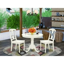 East West Furniture Dining Room Set Linen White, ANKE3-LWH-W