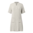 thumbnail image 7 of Horkkom Casual Dresses for Women Summer V Neck Short Sleeve Mini Dresses Solid Color Loose Tshirt Dress with Pockets M, 7 of 7