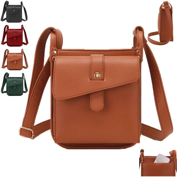 Dollver Bolso Bandolera,Dollver Diseño Único Bolso Bandolera De Cuero,Dollver Bolso Cruzado Monederos Para Mujer (Marrón)