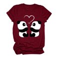 thumbnail image 3 of Gibobby Casual Playera de Manga Corta para Mujer Mujeres Casual Fashion Tops Camisa Lindo Animal Impreso camisa corta manga corta cuello redondo Tee Tops Loose Tuni(Vino,XL), 3 of 5