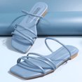 thumbnail image 5 of Anuirheih Slip on Sandals Women,Womens Summer Fashion Slippers Solid Color Square Toe Design Flat Sandals(Blue), 5 of 8