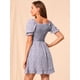 thumbnail image 5 of Vestido de mujer con volantes y volantes en la espalda con escote corazón fruncido y manga abullonada Púrpura M, 5 of 6