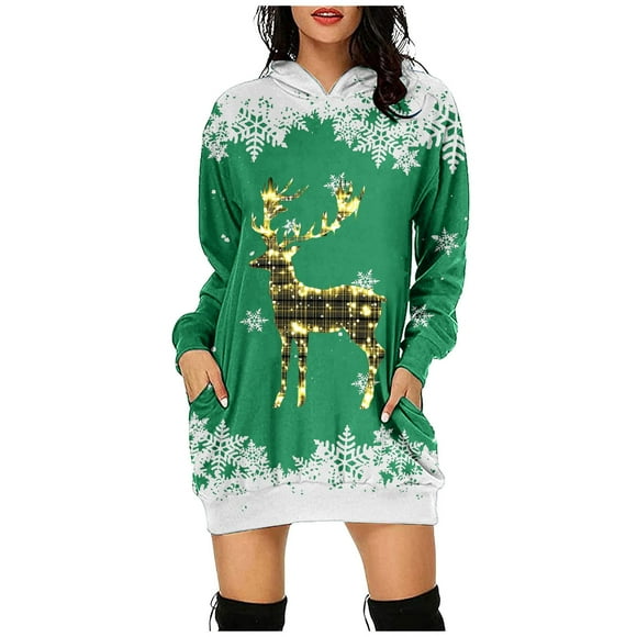 TJAZFJPA White Sun Dress 2025 Women's Christmas Black Deer Christmas Print Hoodie Bridal Shower Dress Tube Dresses for Women