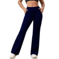 thumbnail image 2 of Women's Leggings High Waisted Bootcut Yoga Pants, Bell Bottom Leggings, Slim Fit Athletic Pants for Women,Dark Blue,M, 2 of 7