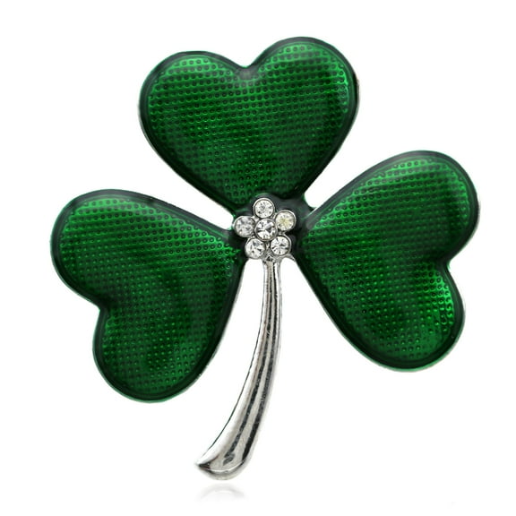 SoulBreeze St. Patricks Day Good Luck Charm Green Four Leaf Shamrock Lucky Clover Holiday Brooch Pin