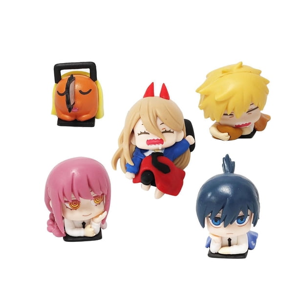 Figuras de motosierra de 3-4cm para hombre, minifiguras Kawaii para dormir, Pochita, Makima, Hayakawa, Aki, Denji Power, regalos para muñecas, 5 unidades por juego