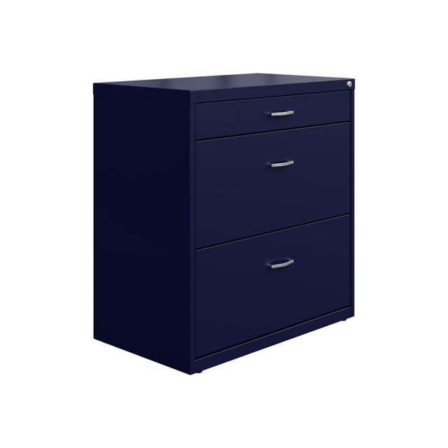 Space Solutions 30"W Metal 3 Drawer Home Office File Cabinet Navy