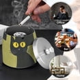 thumbnail image 6 of Black Cats in Green Ashtray with Lid Cigarette Ashtray Stainless Steel Ash Tray Ash Holder for Home Outdoor, 6 of 7