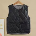 thumbnail image 3 of Winter Women Layering Vest Coat with Storage Bag Thin Padded Press Button Closure V Neck Sleeveless Solid Color Windproof Heat Retention Outdoor Down Coat, 3 of 8