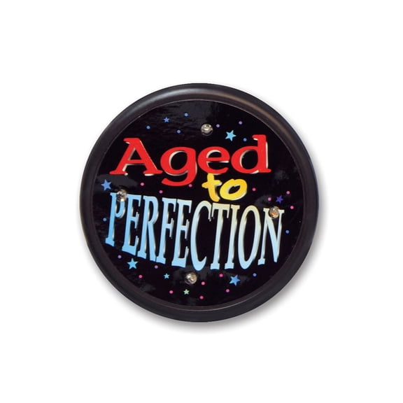 Beistle Pack of 6 Black and Red "Aged to Perfection" Flashing Birthday Celebration Buttons 2.5"